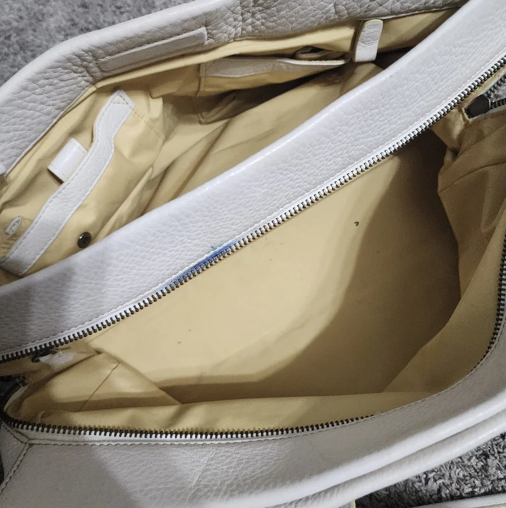 COLE HAAN Large White Leather Tote